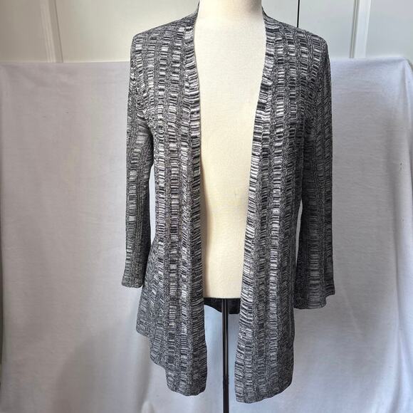 Eileen Fisher Open Front Gray Silk Organic Linen Cardigan Sweater Size XSMALL - Picture 2 of 9